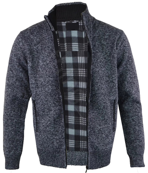 Charles Norton Men’s Full Zip Knitted Fleece Lined Cardigan CN-52-MJK